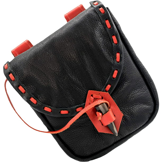 Mythrojan Medieval Leather Pouch Accessory Renaissance Bag Light Black